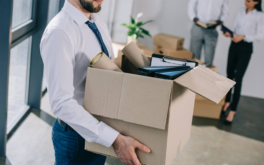 Office movers in North York carrying boxes during a local move